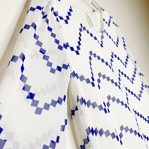 PINK BLUSH MATERNITY Chevron Print Chiffon Tunic M - Picture 3 of 8